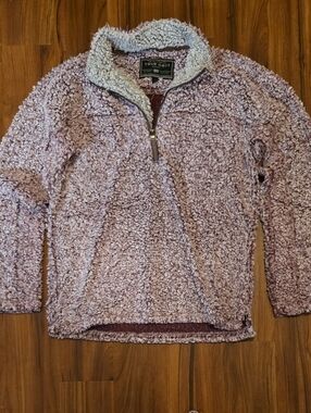 True Grit Plush Sherpa Quarter-Zip in Dusty Mauve with Cream Collar